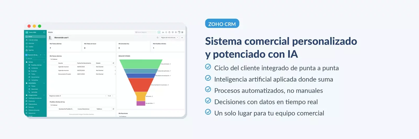 Zoho CRM, sistema comercial con IA